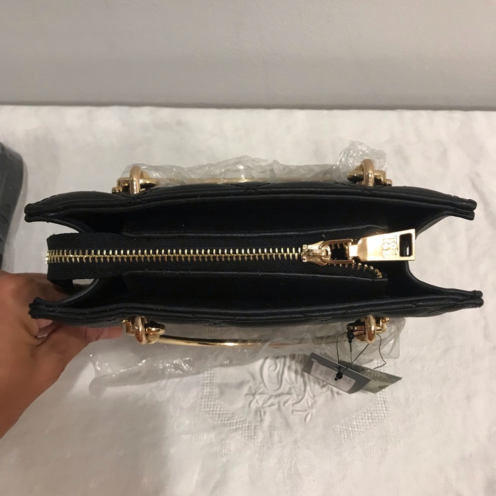 Badgley Mishka Studio black vegan leather mini quilted handle bag. NWT. - Picture 8 of 11